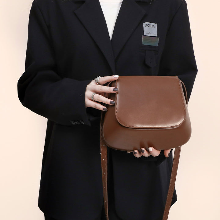 Women's Vegan Leather Crossbody Bag Saddle – Satchel Adjustable Strap