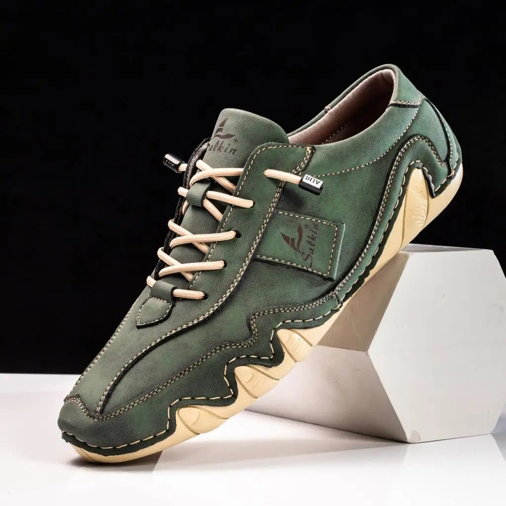 Men's Handmade Premium Leather Sneakers – Wavy Sole Durable Build