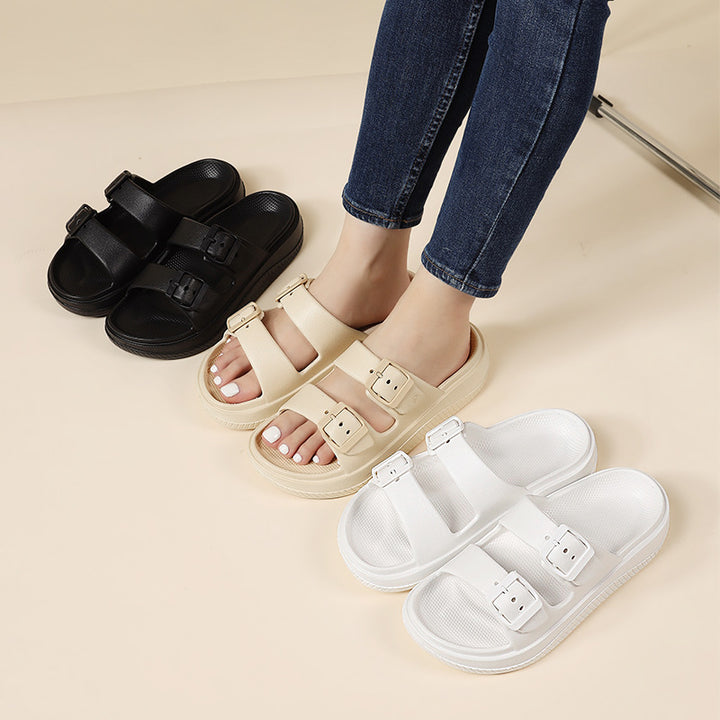 Women's EVA Flat Sandals – Double Buckle & Arch Support
