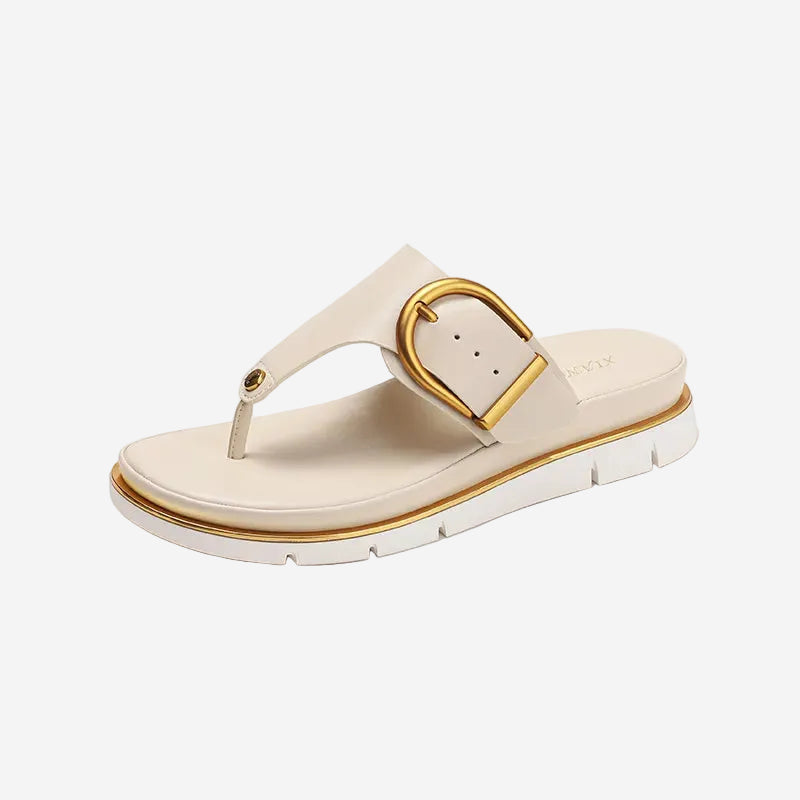 Platform Sandals Women – Buckle Toe-Post Slip-On Slides