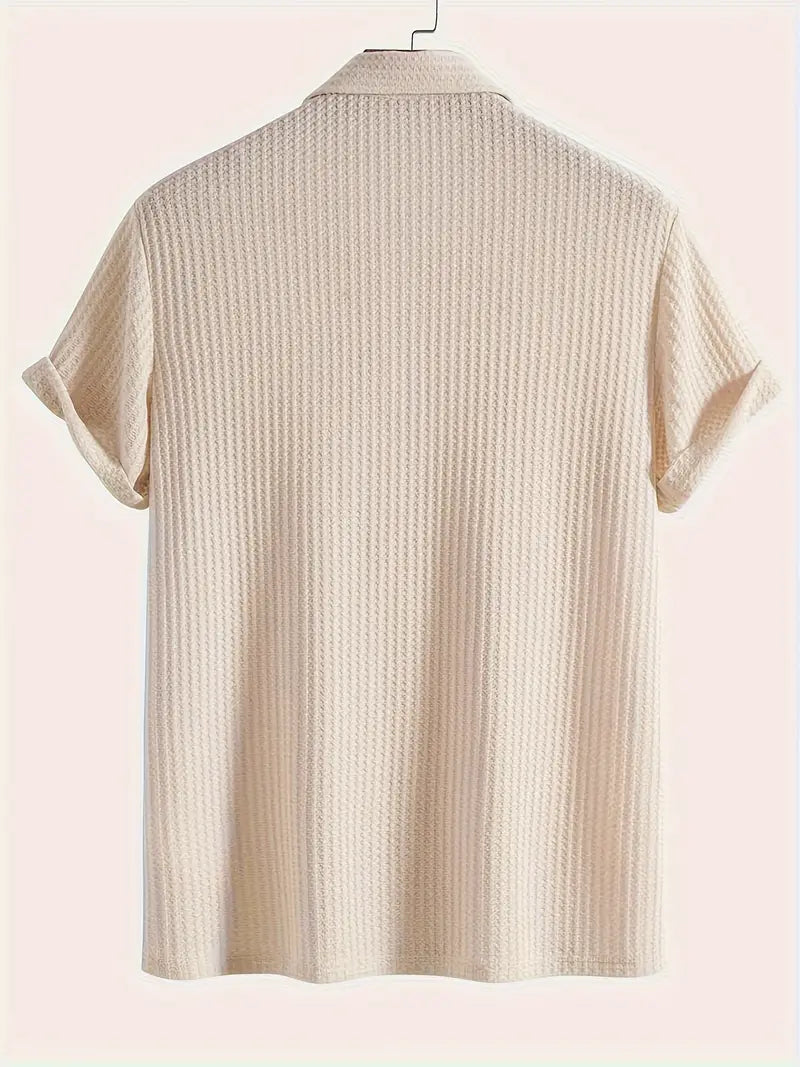 Men's Polo Shirt – Waffle Knit Relaxed Fit Short Sleeve