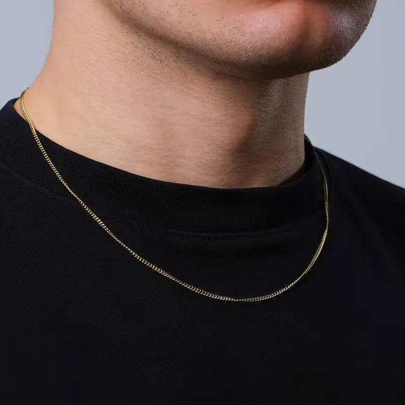 Men's Chain Necklace – Slim Minimalist Metal Link Design