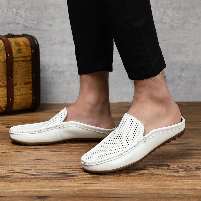 Men's Vegan Leather Slip-On Mule Loafer | Open Back Flat Shoe