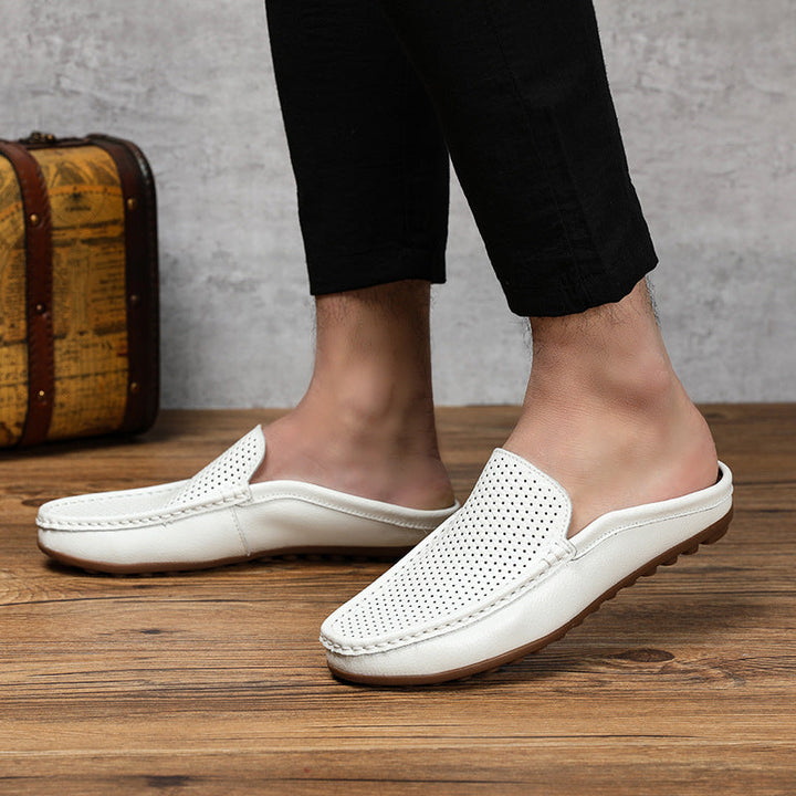 Men's Vegan Leather Slip-On Mule Loafer | Open Back Flat Shoe