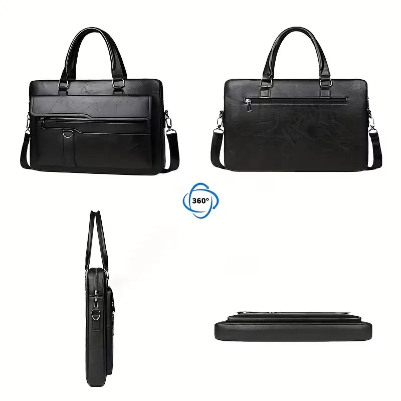 Men's Leather Laptop Bag – 15" Large Capacity Work Bag