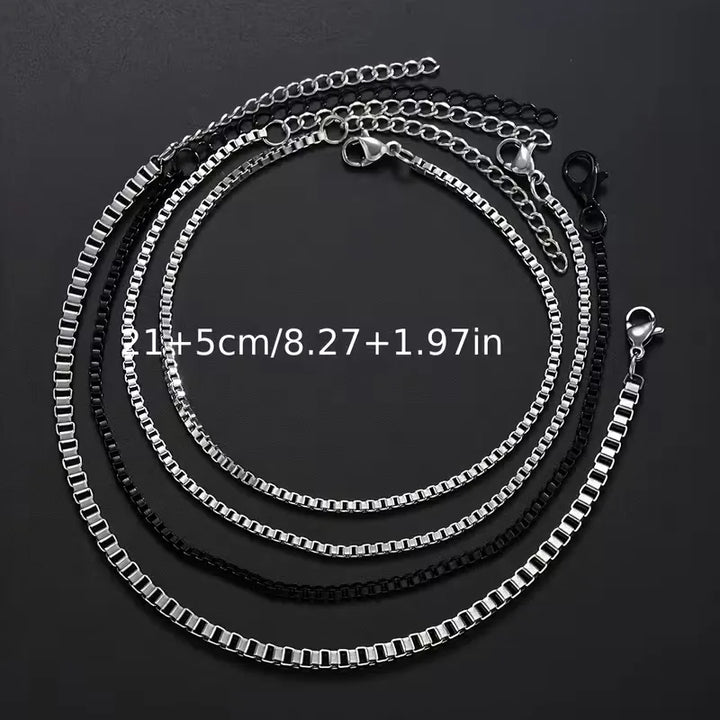 Stainless Steel Bracelet Set – Layered Box Chain Women