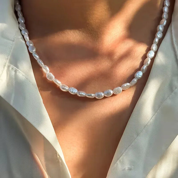 Baroque Faux Pearl Necklace – Irregular Bead Unisex Statement