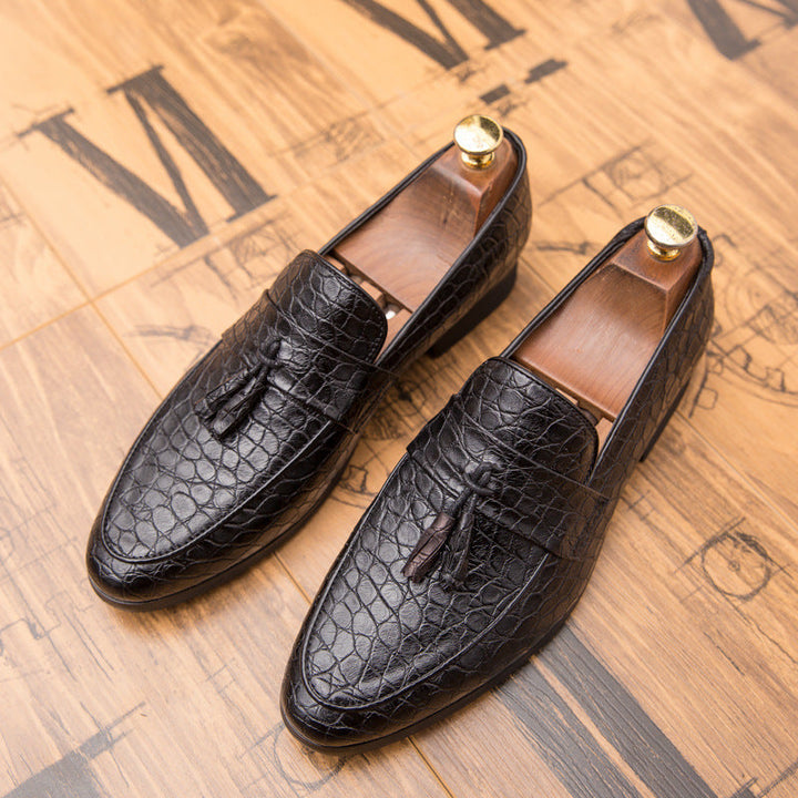 Men's Loafers – Croc-Embossed Tassel Slip-On Dress Shoes