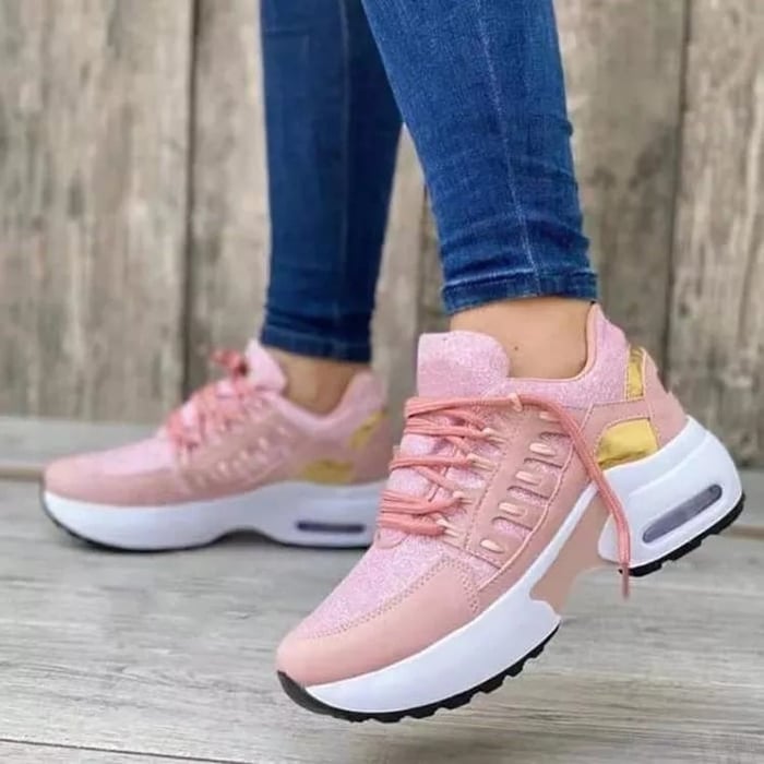 Platform Sneakers for Women – Chunky Sole Mesh Lace-Up