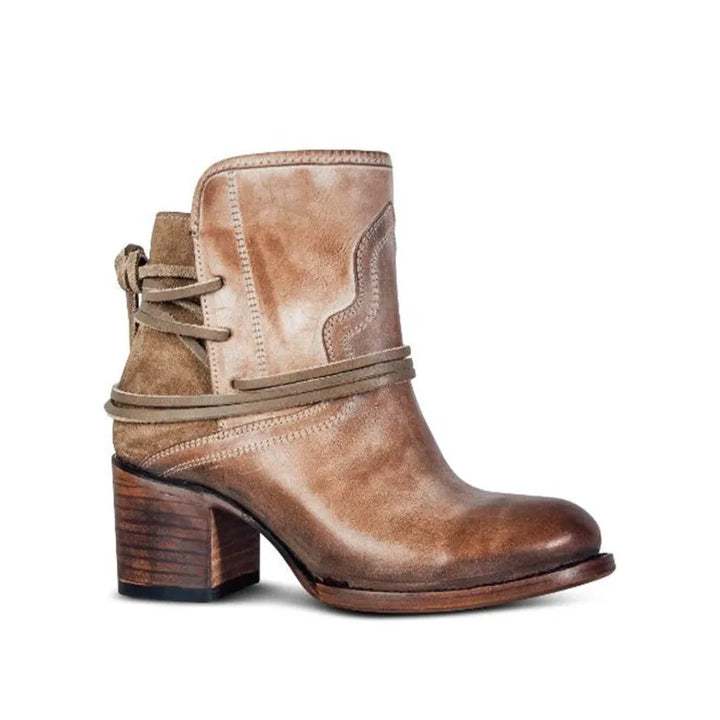 Cowboy Boots for Women – Wrap Lace Detail &amp; Stacked Block Heel