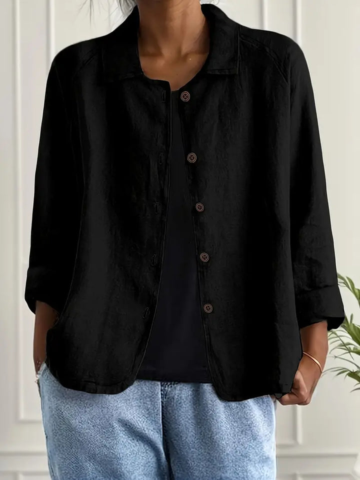 Women's Cardigan Button-Front Shirt – Relaxed Fit, Classic Collar