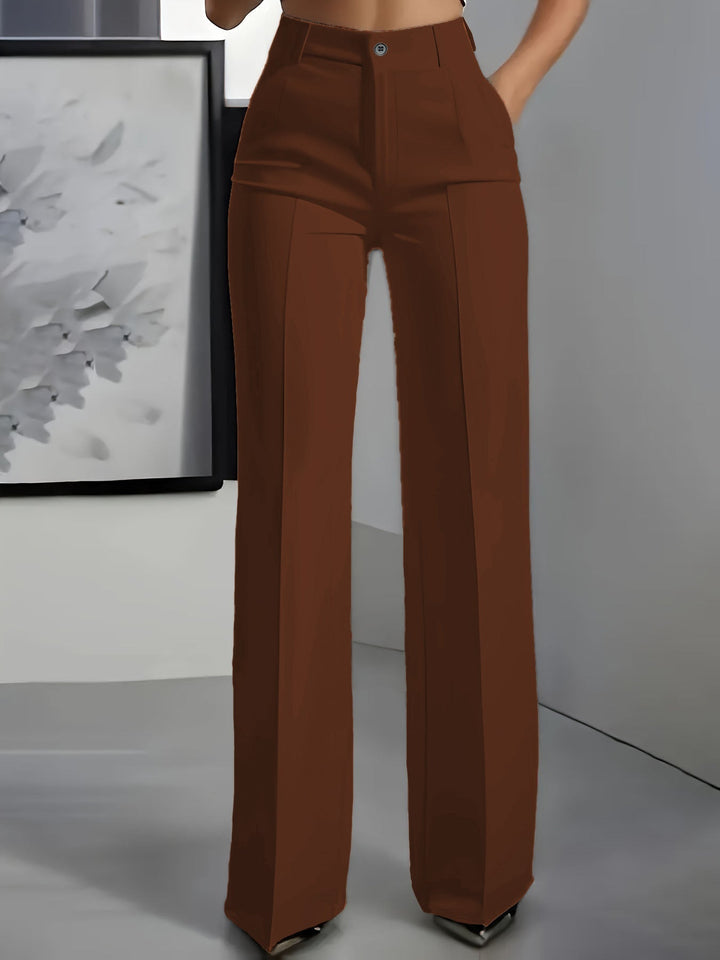 Wide Leg Tailored Trousers – Women's High-Rise Structured Fit