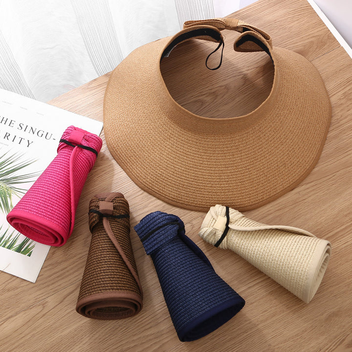 Straw Wide Brim Visor Hat for Women – Open Crown Sun Hat