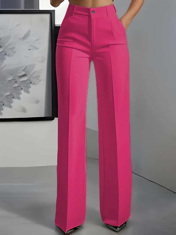 Wide Leg Tailored Trousers – Women's High-Rise Structured Fit