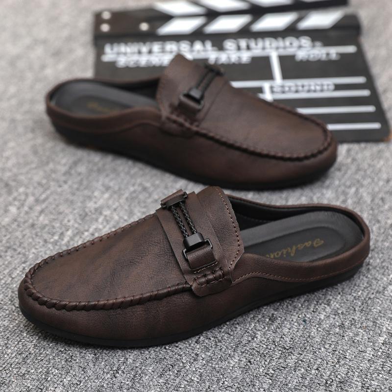 Men's Slip-On Mule Loafers Gommino Open-Back Backless Flat Shoe