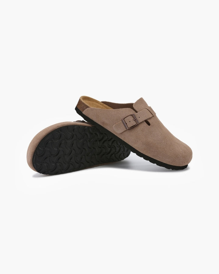 Men's Calf Suede Leather Clogs Slip-On – Comfortable Casual Footwear