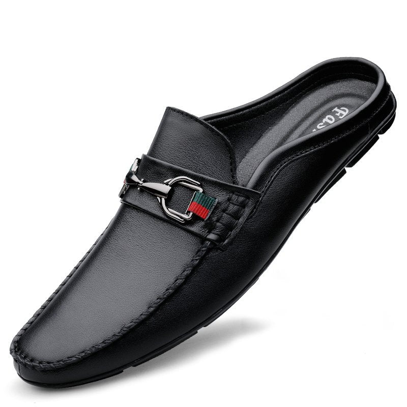 Men's Slip-On Vegan Leather Backless Mule Loafer – Laceless Casual