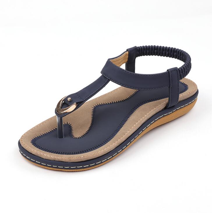 Women's Arch Support Flat Sandals Adjustable T-Strap – Massaging Footbed