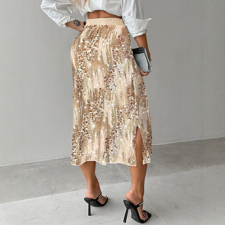 Women's Sequin Embellished High Waisted Midi Pencil Skirt