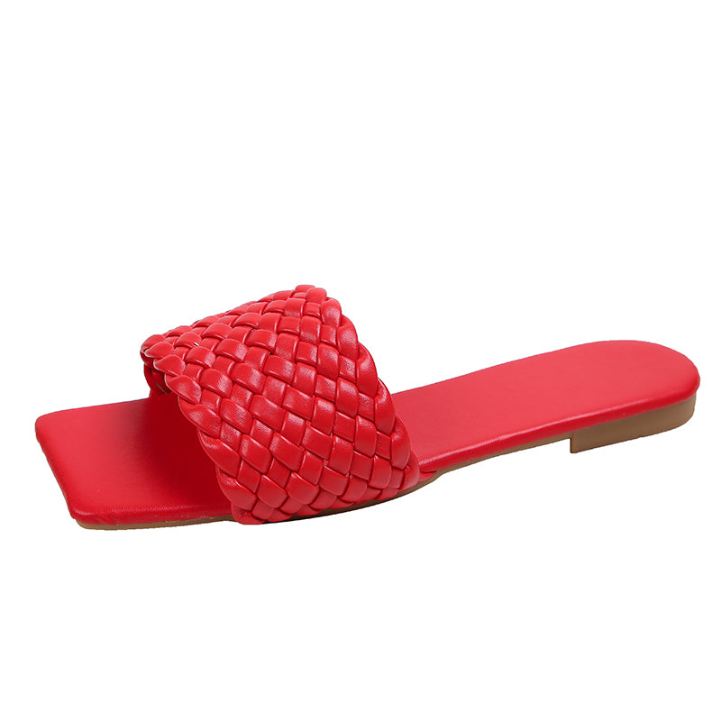 Women's Flat Sandals – Braided Strap & Cushioned Footbed
