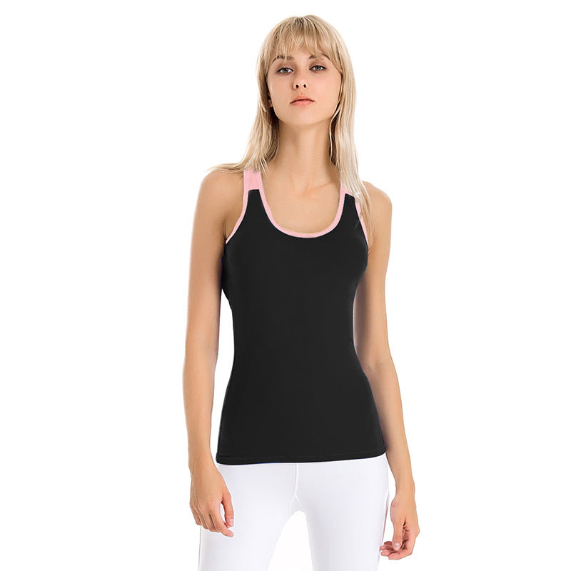 Women's Yoga Vest – Slim Fit Stretch Top with Chest Pad