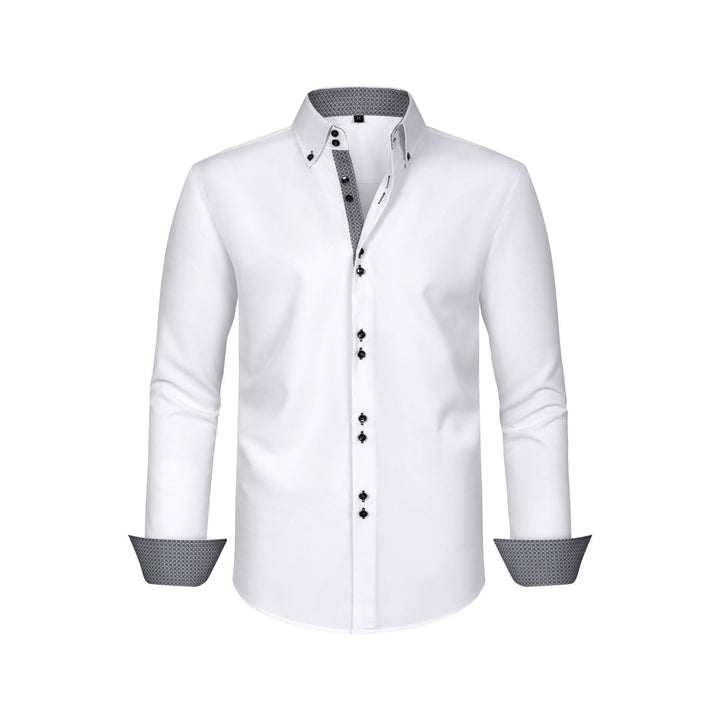 Men's Long Sleeve Dress Shirt Polka Dot – Contrast Collar Cuffs