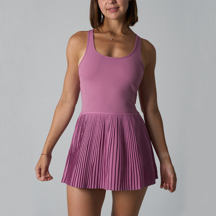 Women's Athletic Tennis Dress Racerback – Pleated Skirt Built-In Shorts