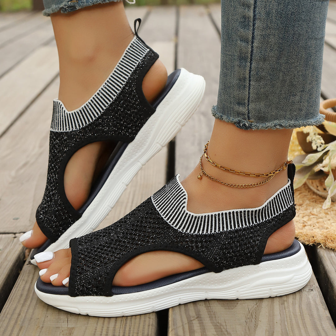Women's Flat Sandals – Open-Toe Sporty Cushioned Comfort