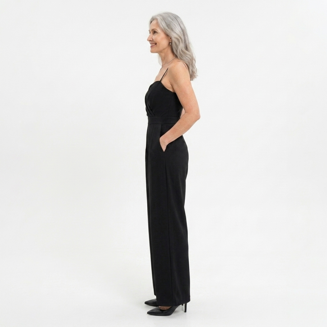 Wide-Leg Jumpsuit Women – High Waist & Sweetheart Neckline
