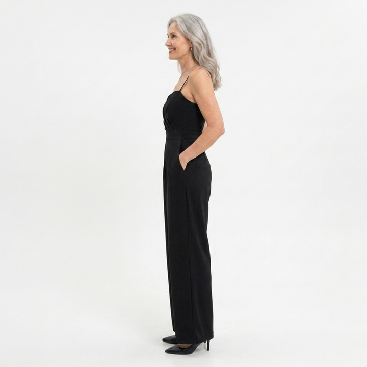 Wide-Leg Jumpsuit Women – High Waist & Sweetheart Neckline