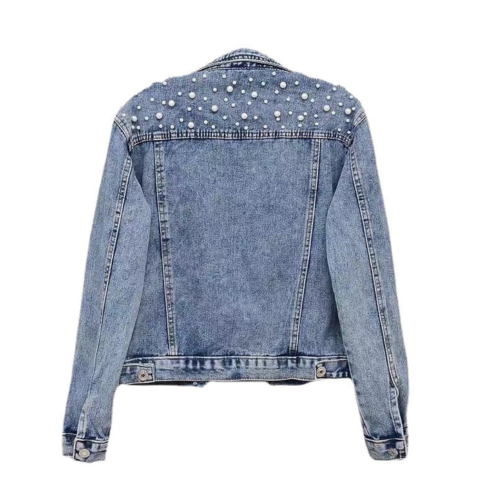 Rhinestone Embellished Women's Denim Jacket – Rivet Detail