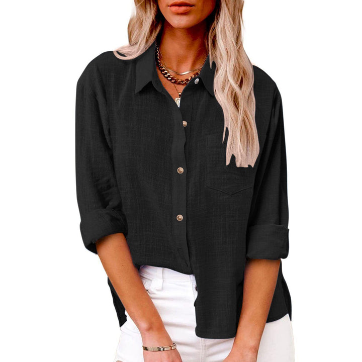 Women's Lyocell-Linen Blend Oversized Longline Shirt – Classic Collar
