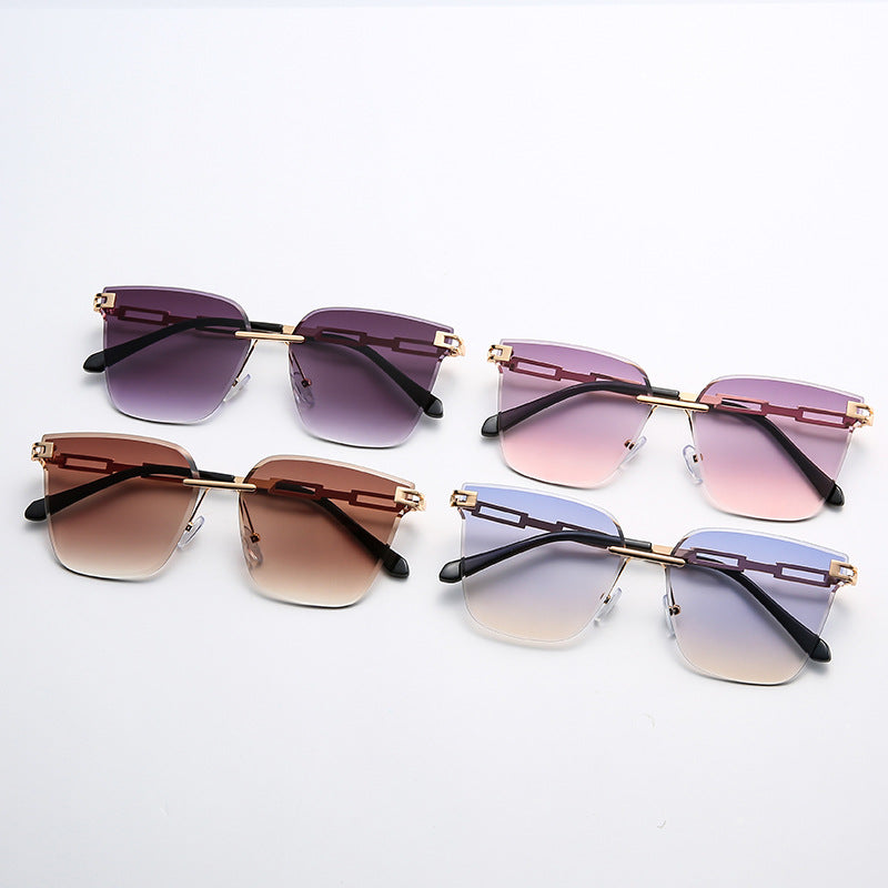 Rimless Frameless Metal Sunglasses – Hollow Gradient Lens Women