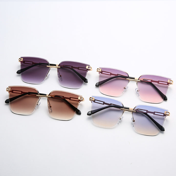 Rimless Frameless Metal Sunglasses – Hollow Gradient Lens Women