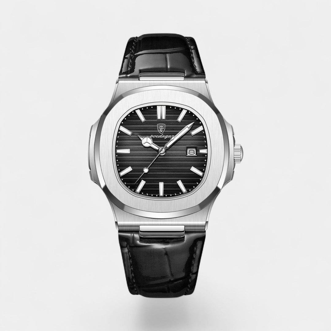 Men's Leather Strap Quartz Dress Watch – Slim 40mm Classic Dial