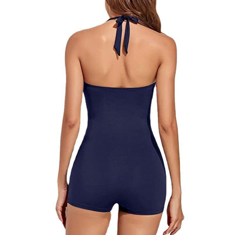 One-Piece Swimsuit – Women's Crossover Heart Neckline