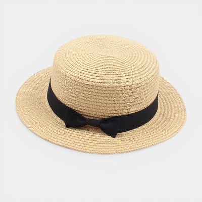 Straw Boater Hat – Women's Structured Ribbon Sun Hat