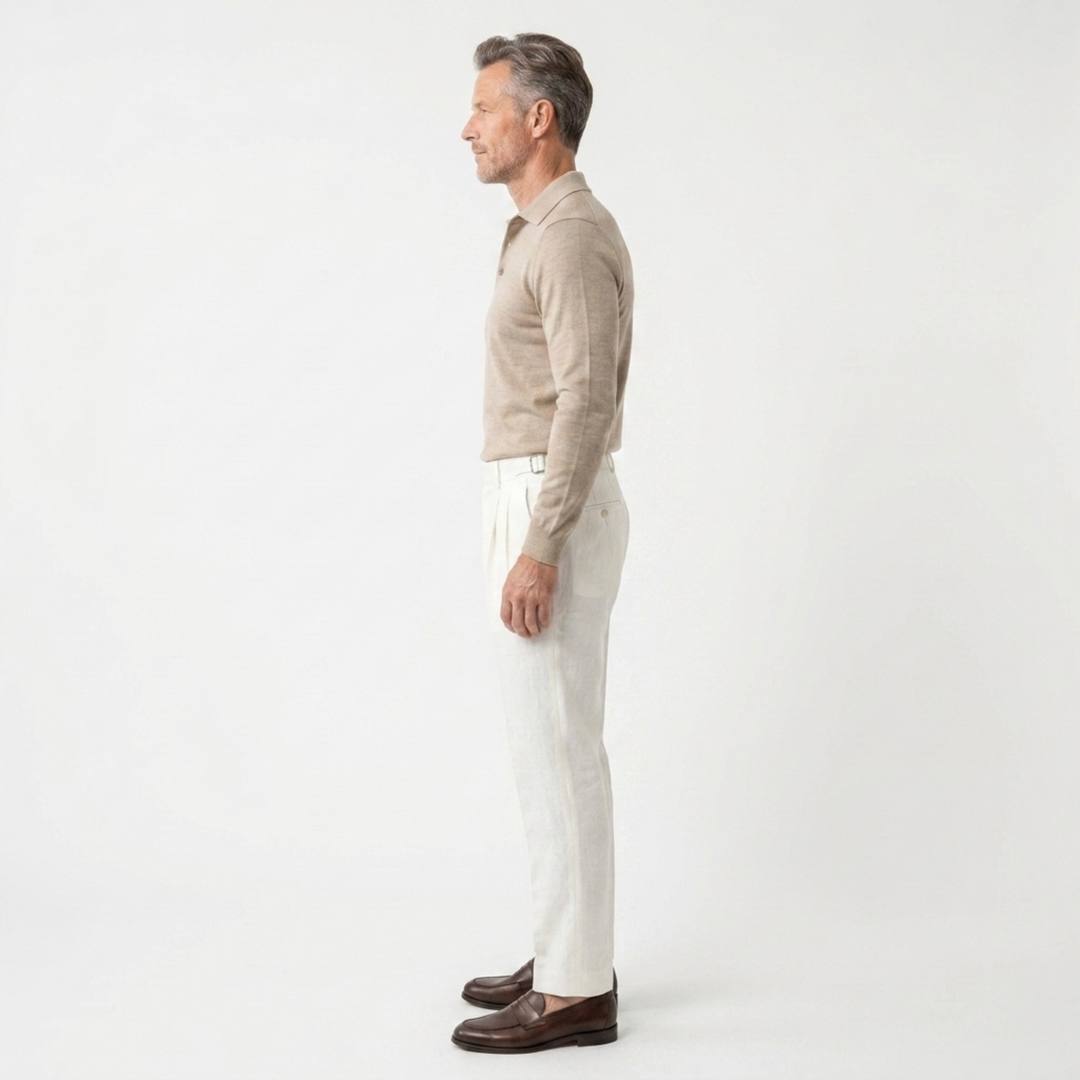 Men's Linen Dress Pants – Double Pleat Formal Fit