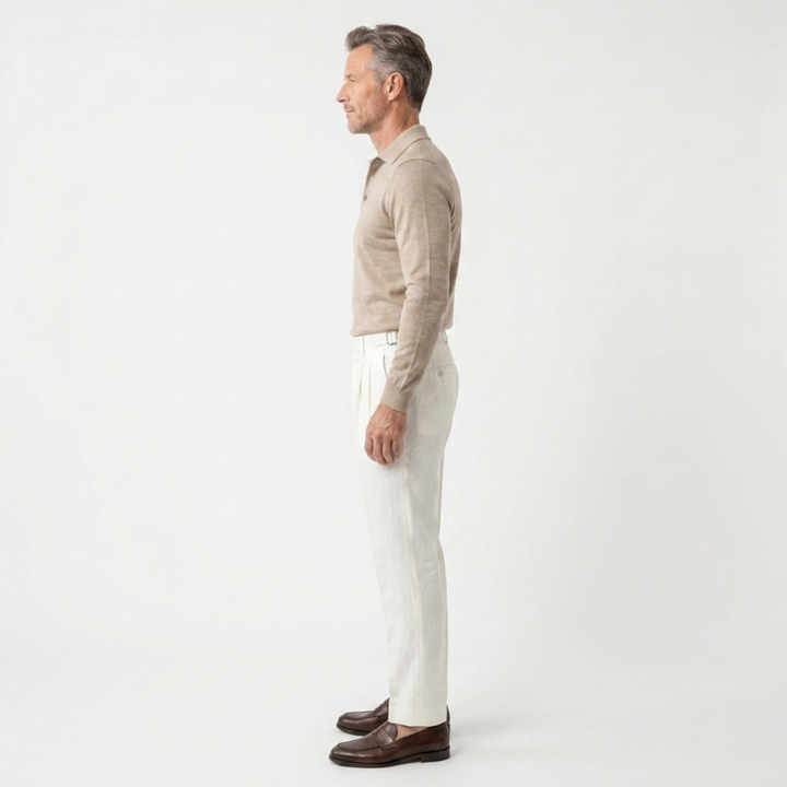 Men's Linen Dress Pants – Double Pleat Formal Fit