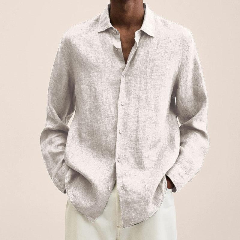 Long Sleeve Button-Up Shirt – Men's Spread Collar Relaxed Fit