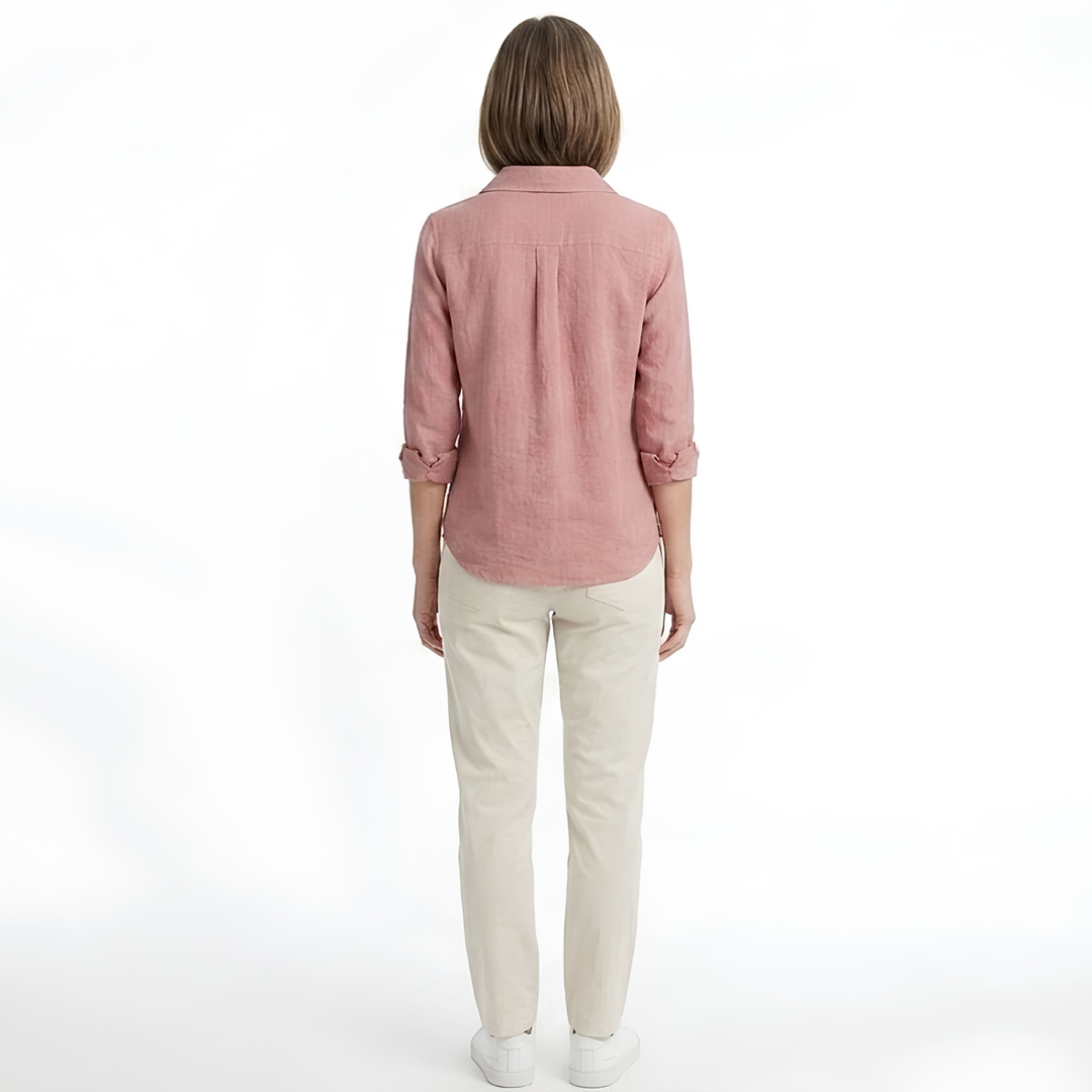 Women's Overshirt Relaxed Fit Shirt Jacket – Contrast Roll-Up Sleeves