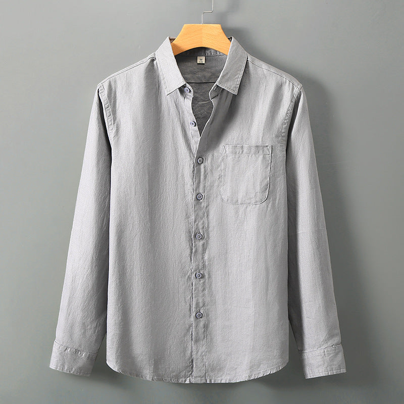 Linen Button-Up Shirt for Men – Relaxed Fit Long Sleeve