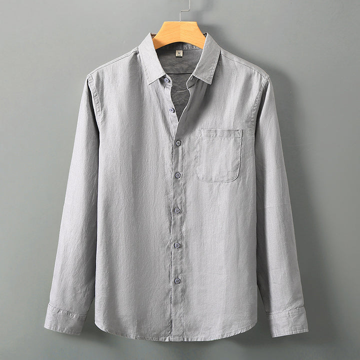 Linen Button-Up Shirt for Men – Relaxed Fit Long Sleeve