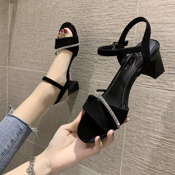 Women's Rhinestone Flat Sandals – Delicate Thin Strap Toe Ring