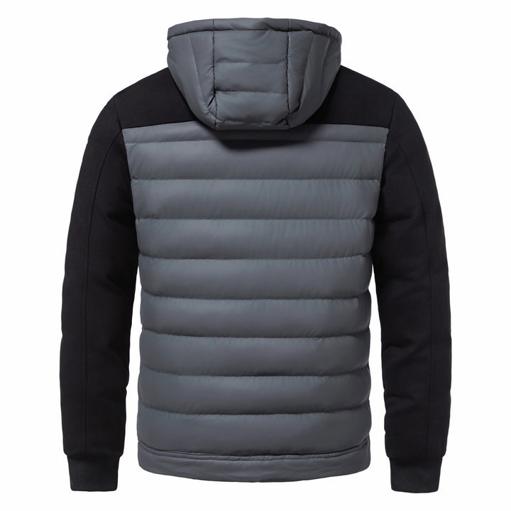 Quilted Hybrid Hooded Jacket – Men's Ribbed Knit Sleeves