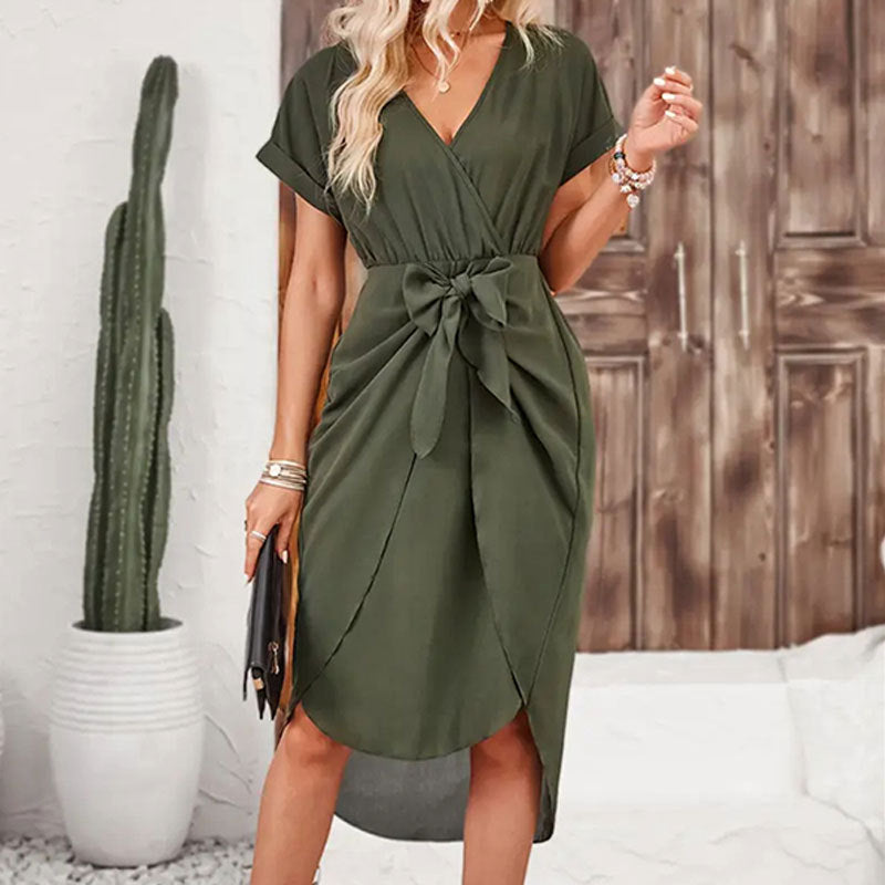 Women's Midi Dress – Short Sleeve Loose Relaxed Fit