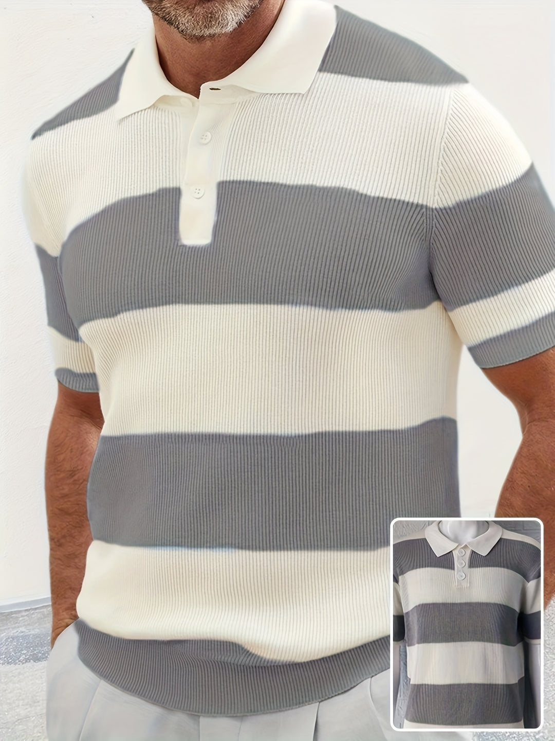 Men's Cotton Lapel Polo Shirt – Short Sleeve, Slim Fit