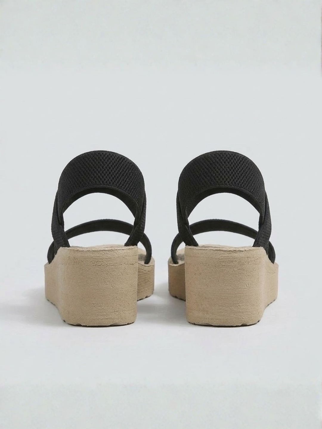 Platform Wedge Sandals – Elastic Slip-On, Cushioned Footbed