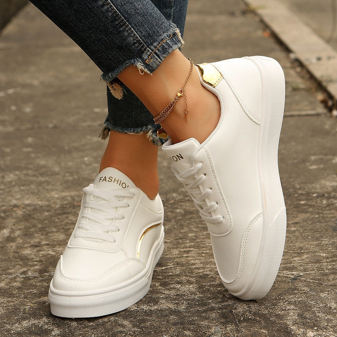 Women's Orthopedic Sneakers Lace-Up Thick Sole – Round Toe Flat