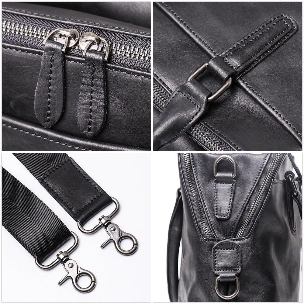 Men's Leather Briefcase – Large Capacity Laptop Work Bag